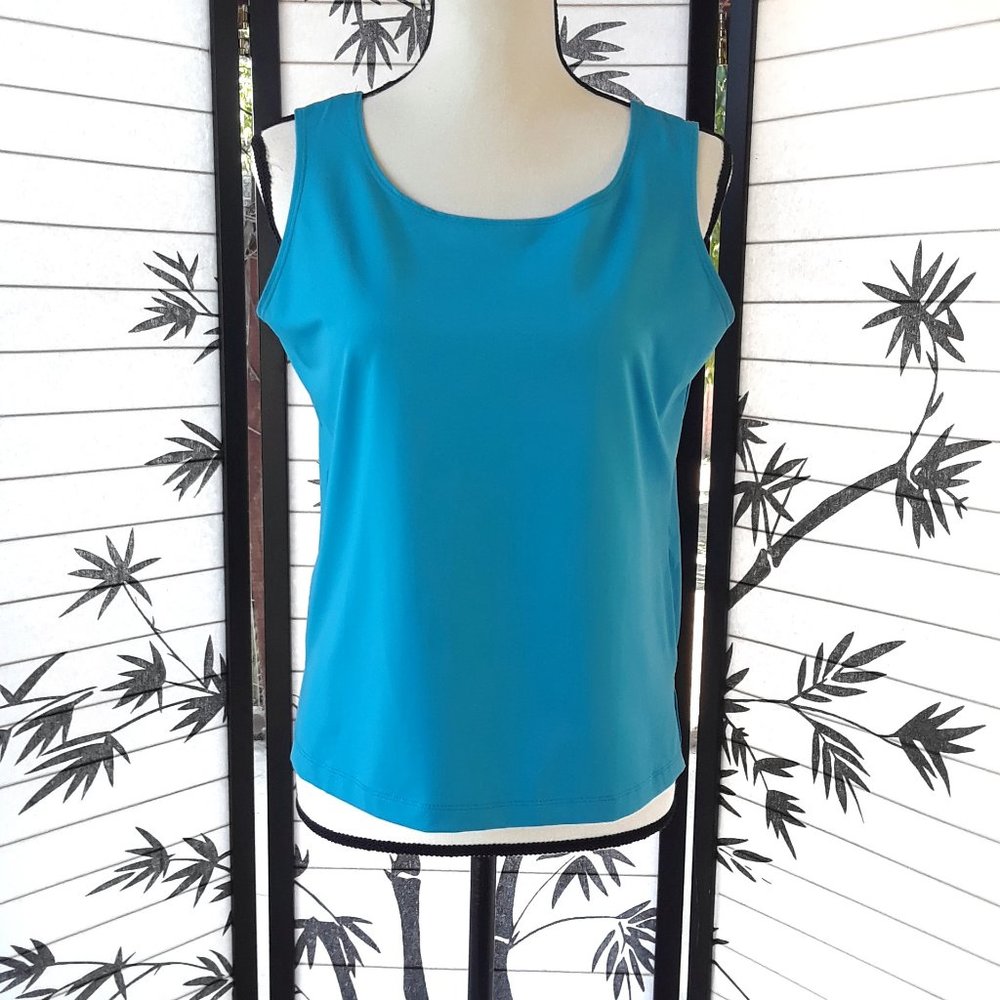 Susan Graver Vibrant Blue Slinky Tank Shell Top Size 10